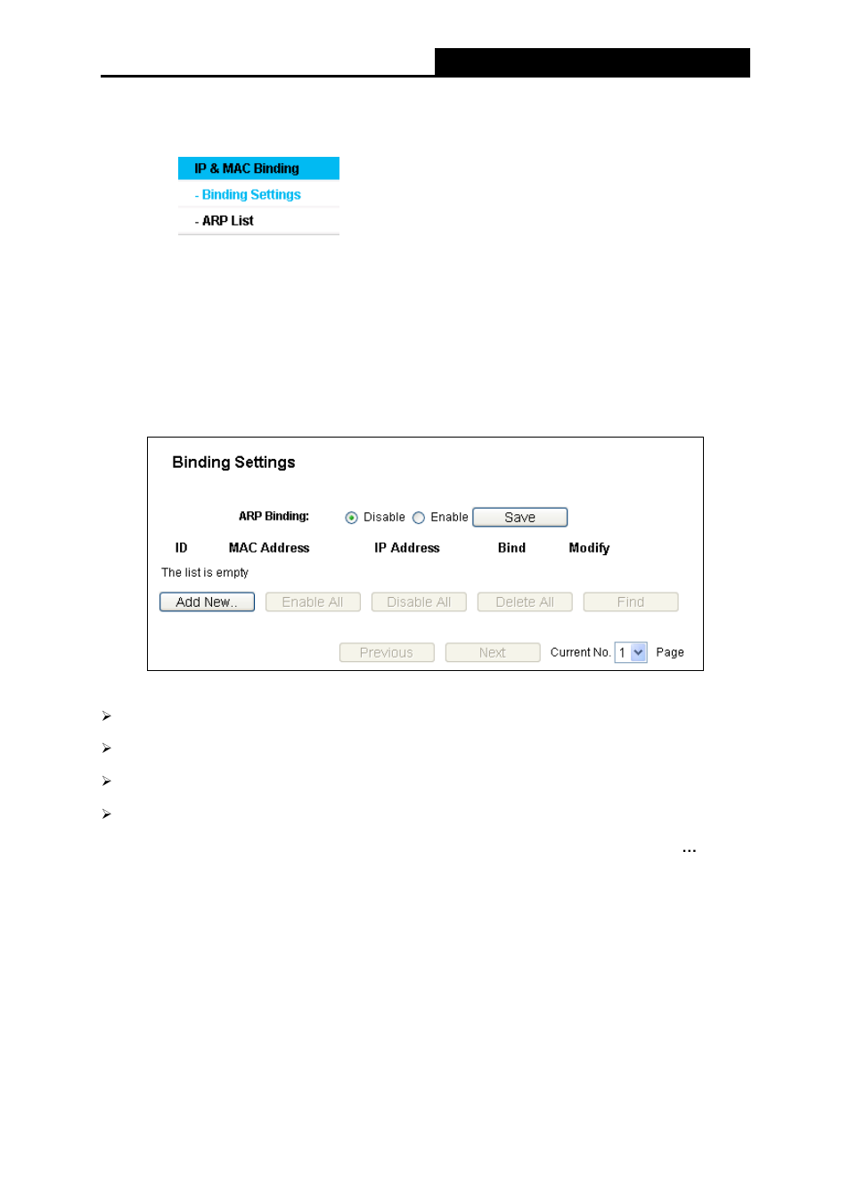 Ip& mac binding, Binding settings, 14 ip& mac binding | ALFA NETWORK AIP-W411 User Manual | Page 78 / 105