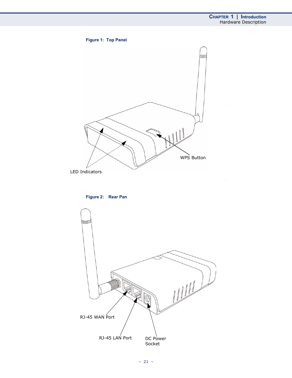 Figure 1: top panel, Figure 2: rear panel | ALFA NETWORK AIP-W502 User Manual | Page 16 / 115