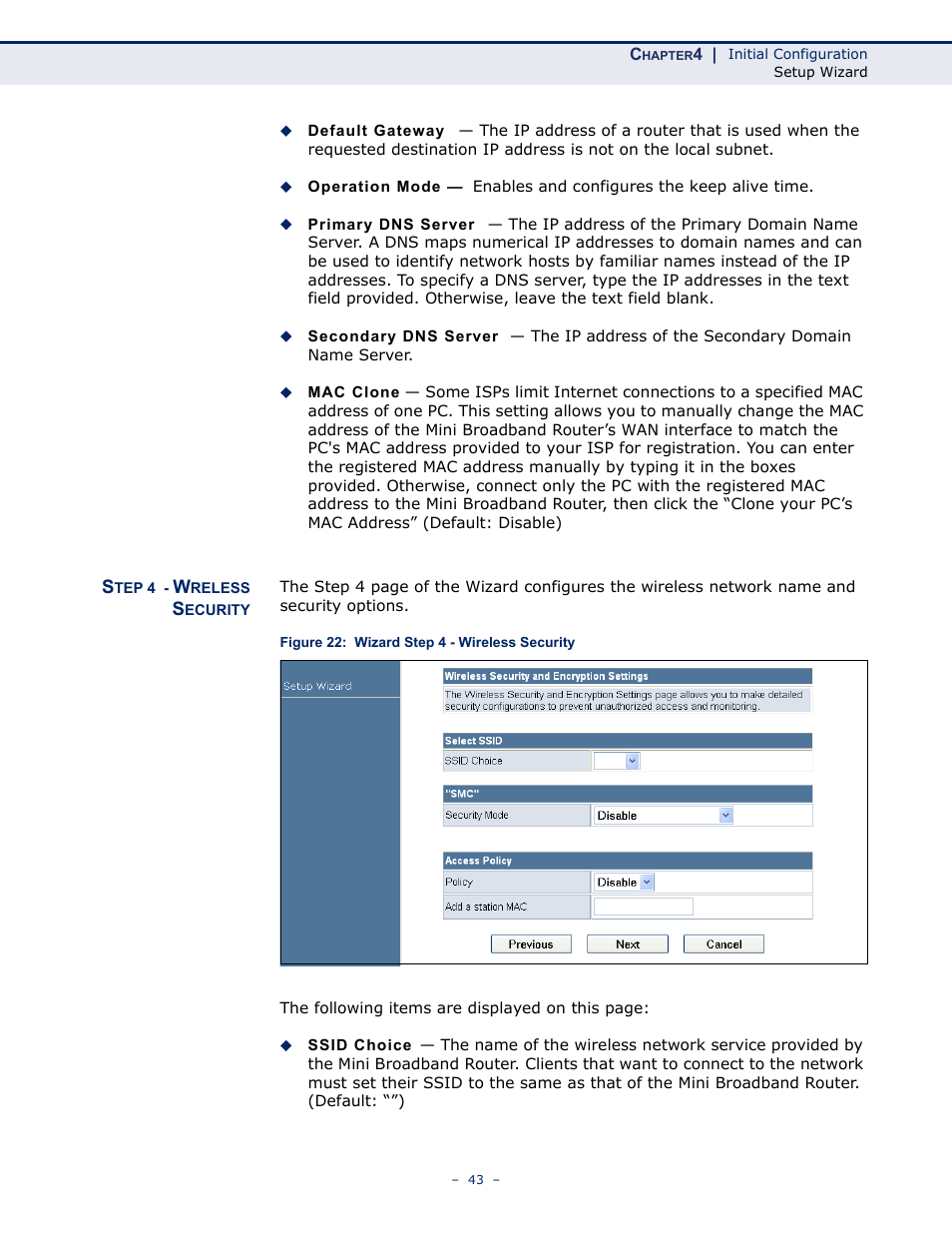 Step 4 - wireless security, Figure 22: wizard step 4 - wireless security | ALFA NETWORK AIP-W502 User Manual | Page 38 / 115