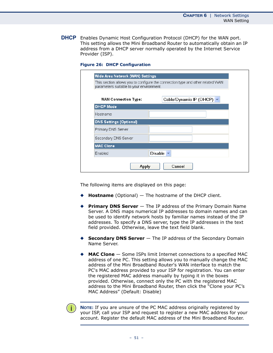 Dhcp, Dhcp 51, Figure 26: dhcp configuration | ALFA NETWORK AIP-W502 User Manual | Page 46 / 115