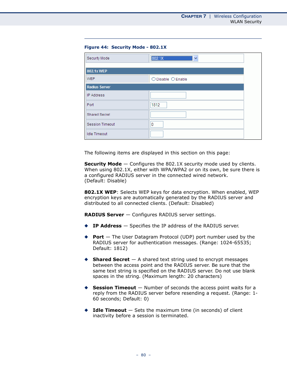 Figure 44: security mode - 802.1x | ALFA NETWORK AIP-W502 User Manual | Page 75 / 115