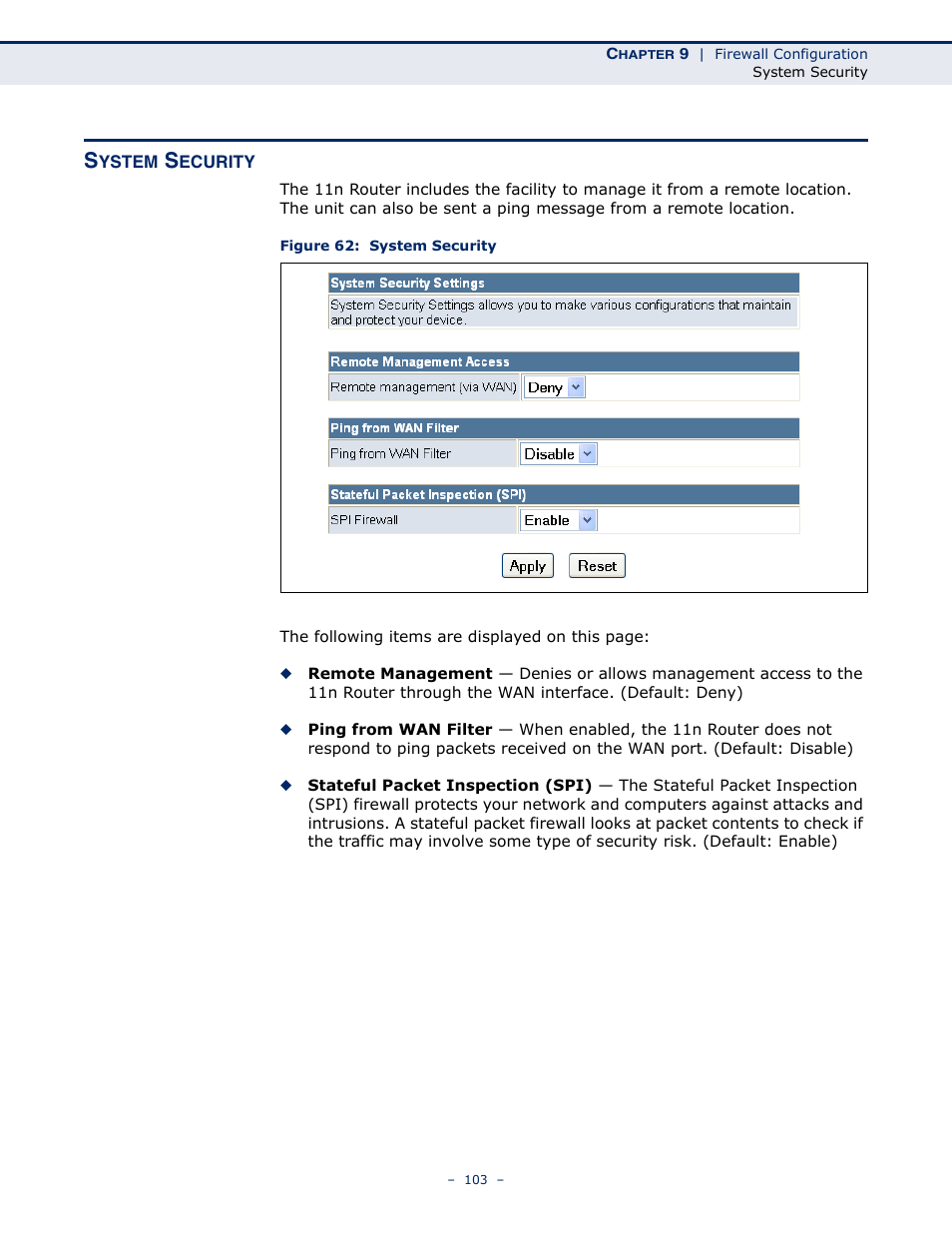 System security, Figure 62: system security | ALFA NETWORK AIP-W505 User Manual | Page 103 / 135