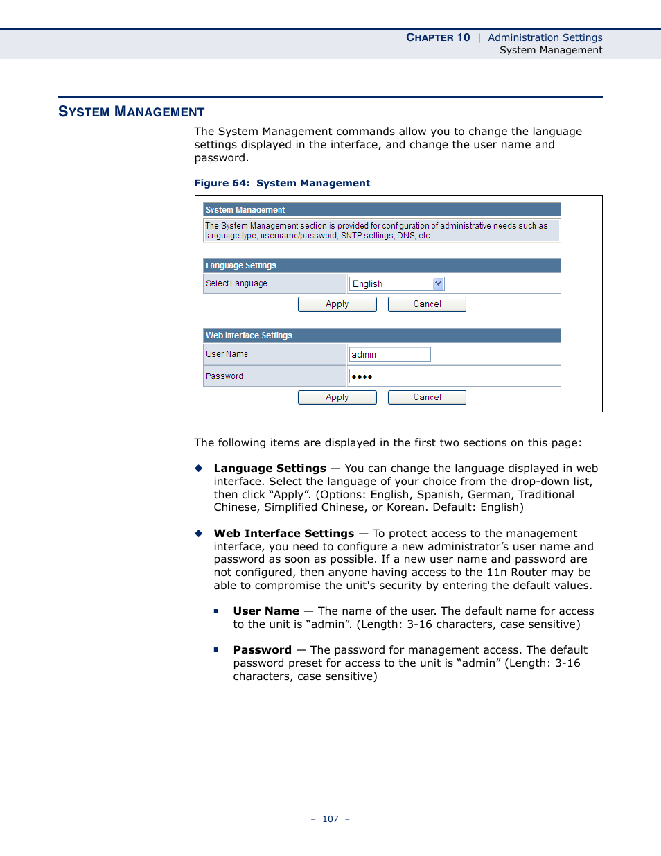 System management, Figure 64: system management | ALFA NETWORK AIP-W505 User Manual | Page 107 / 135