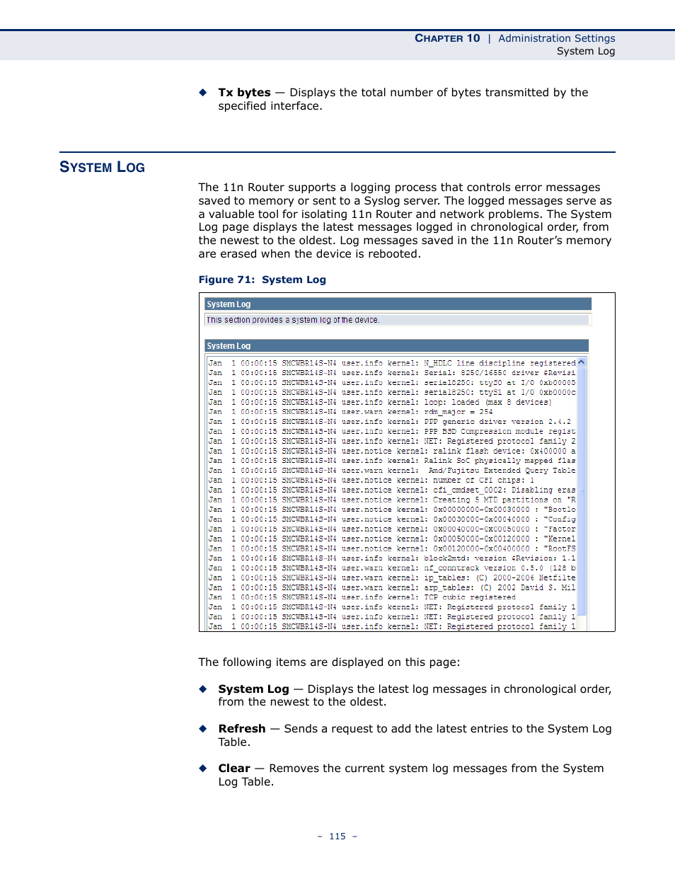 System log, Figure 71: system log | ALFA NETWORK AIP-W505 User Manual | Page 115 / 135