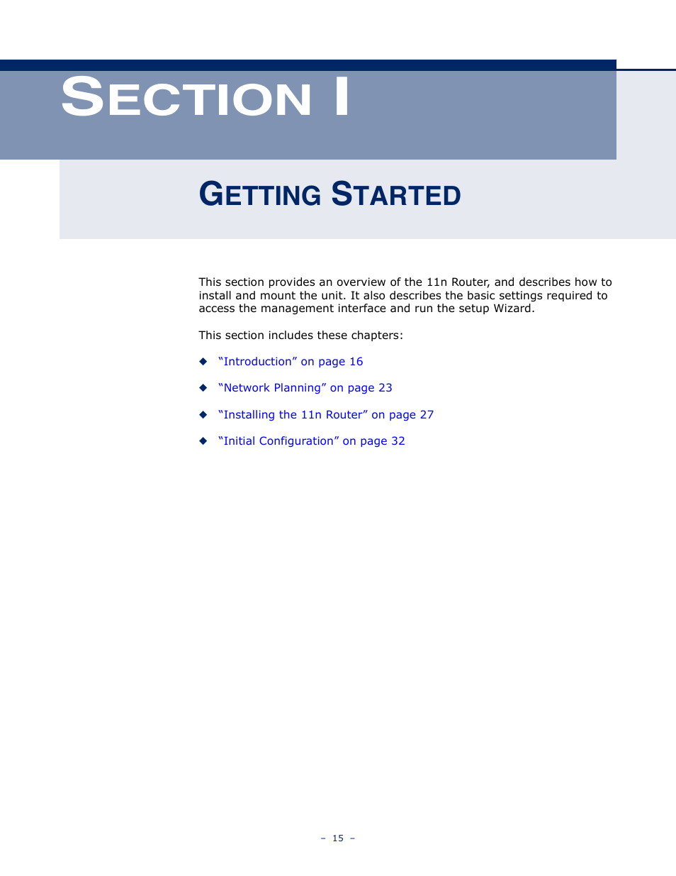 Getting started, Ection, Etting | Tarted | ALFA NETWORK AIP-W505 User Manual | Page 15 / 135