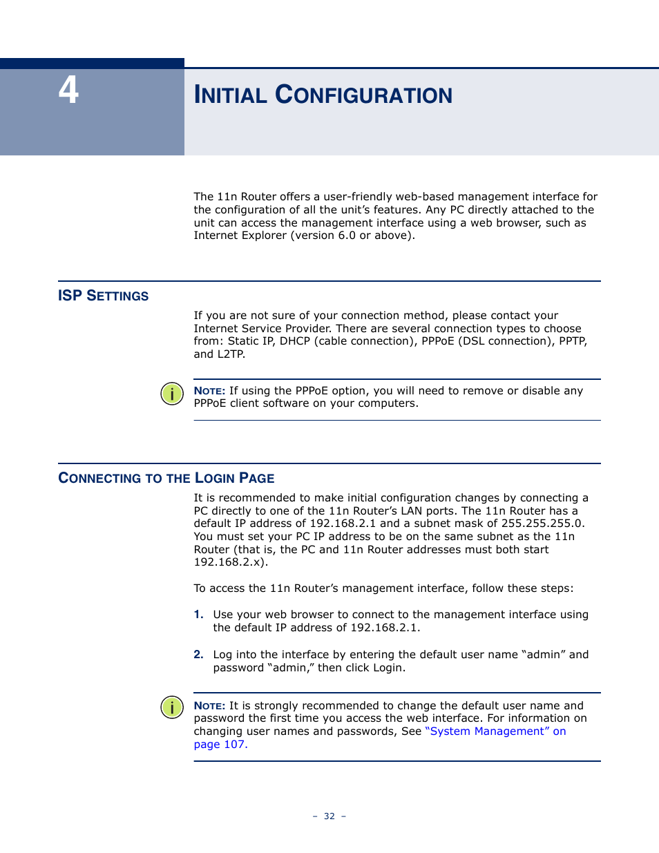 Initial configuration, Isp settings, Nitial | Onfiguration | ALFA NETWORK AIP-W505 User Manual | Page 32 / 135