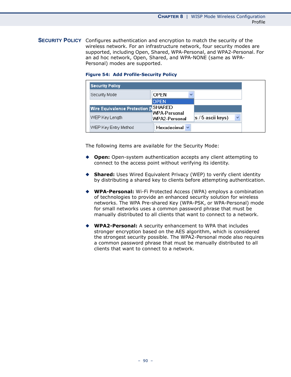 Security policy, Figure 54: add profile-security policy | ALFA NETWORK AIP-W505 User Manual | Page 90 / 135