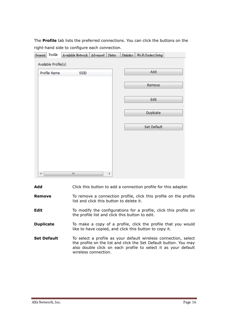 Profile | ALFA NETWORK AWUS036H User Manual | Page 16 / 30