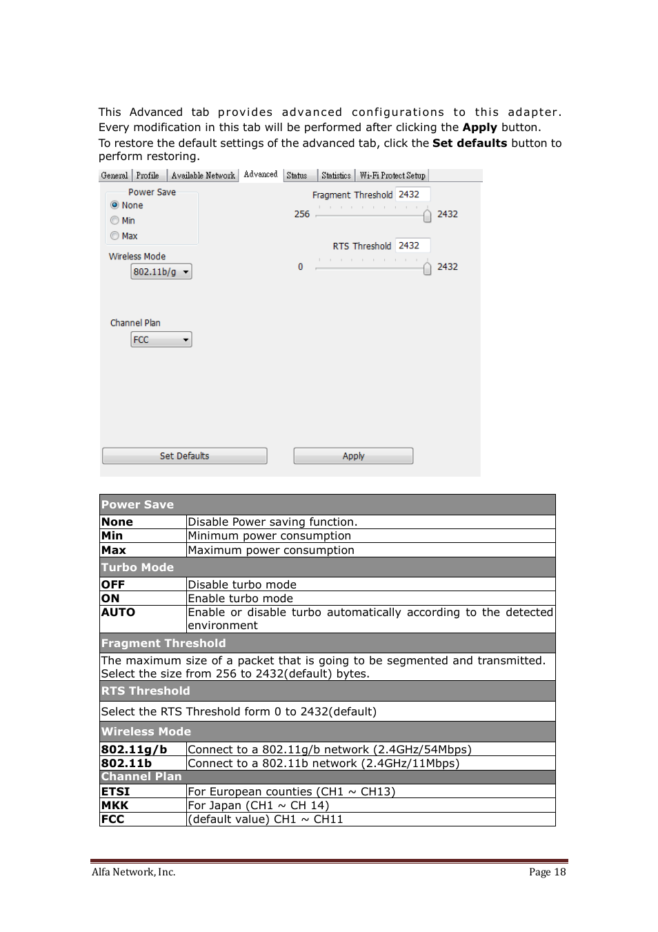 Advanced | ALFA NETWORK AWUS036H User Manual | Page 18 / 30