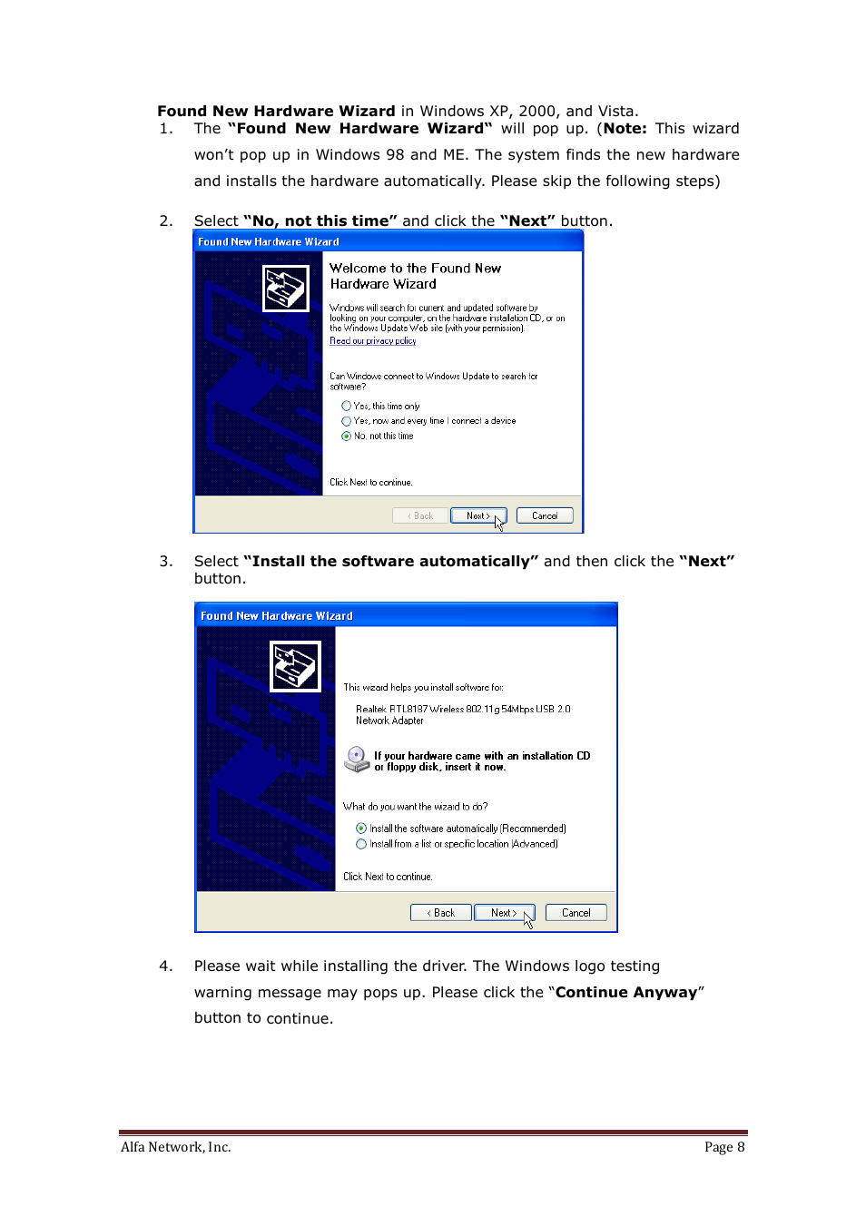 ALFA NETWORK AWUS036H User Manual | Page 8 / 30