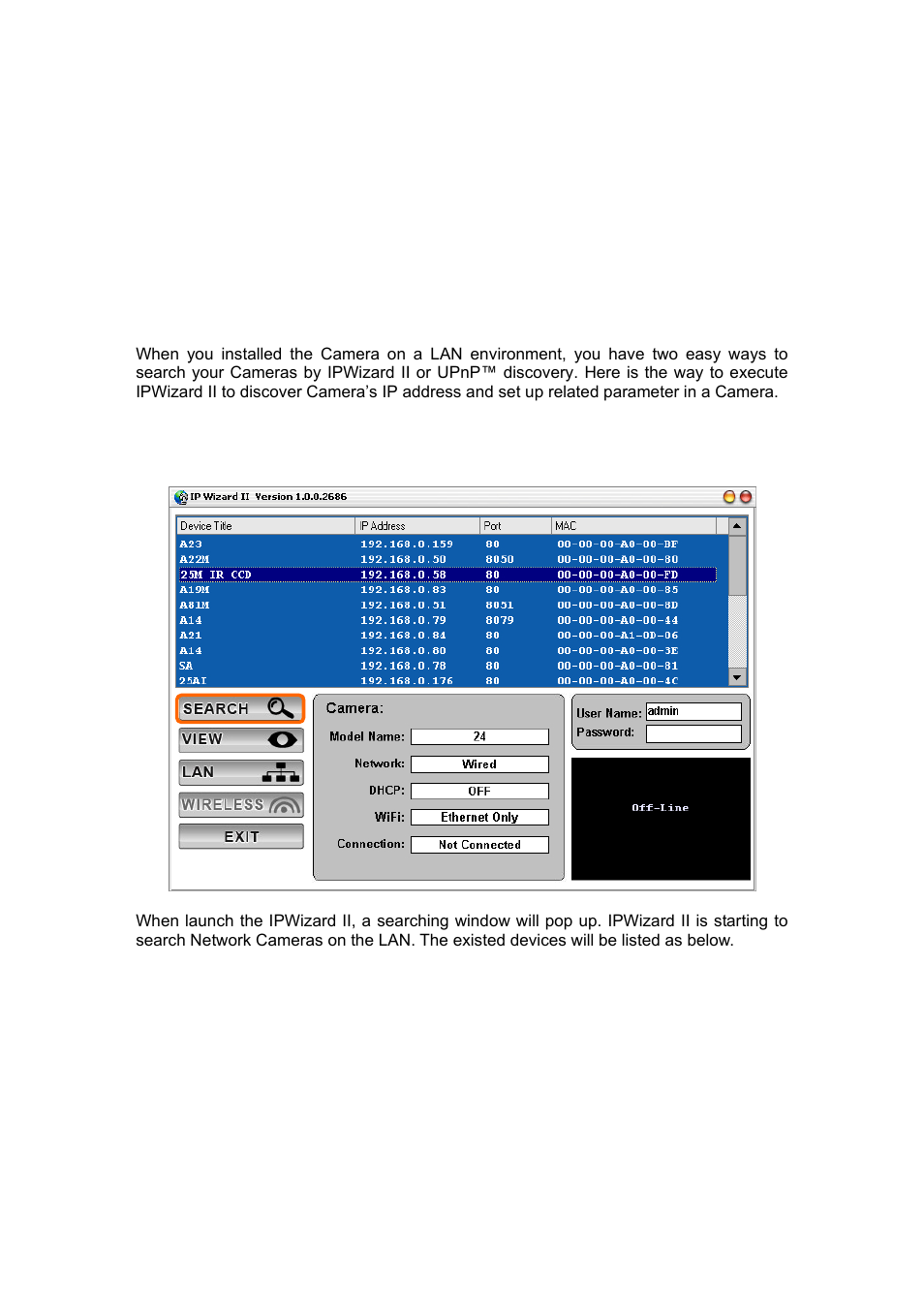 Preparation, Search and set up by ipwizard ii, Search | ALFA NETWORK AIPC933D User Manual | Page 13 / 91