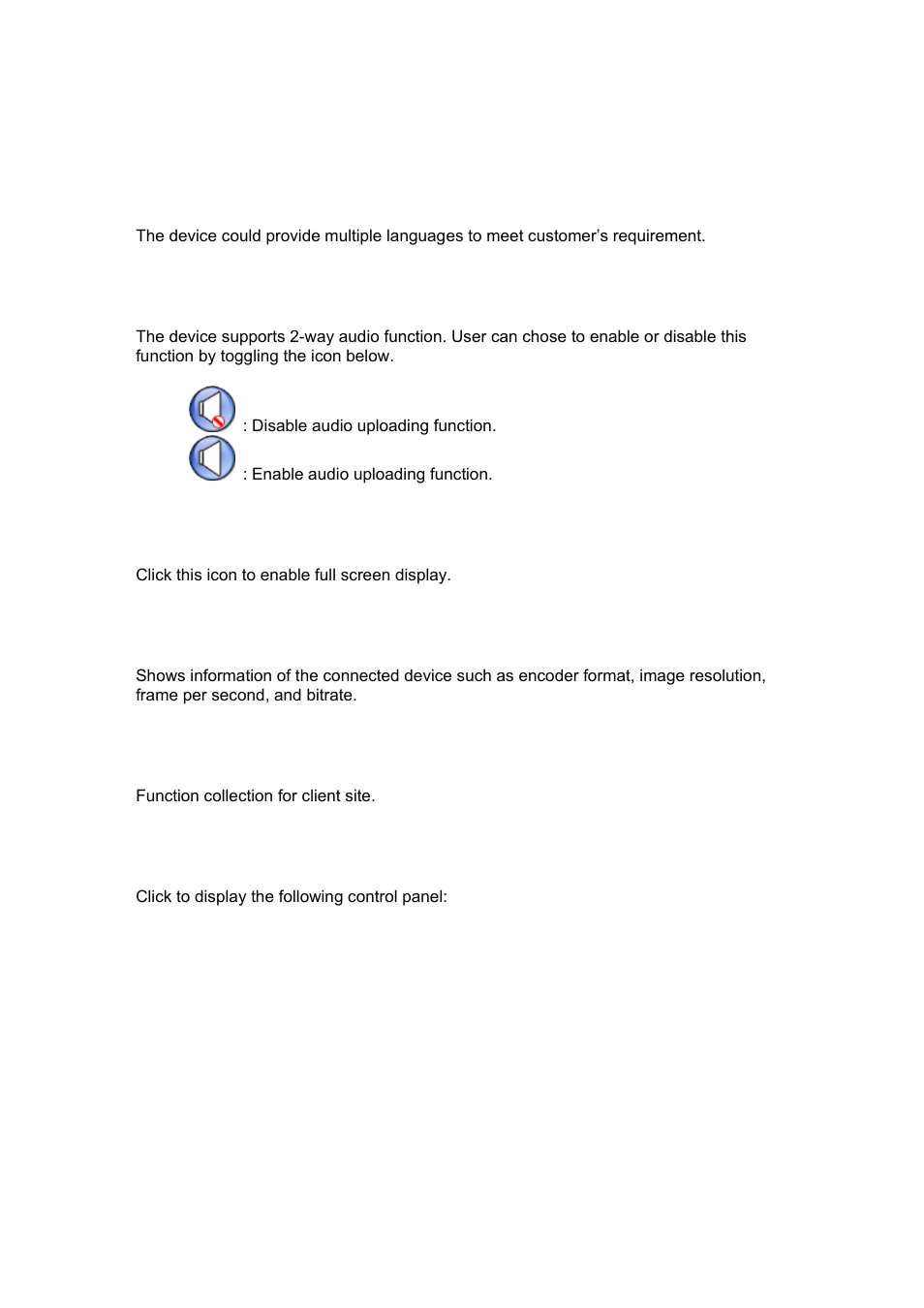 Language, Way audio, Full screen | Status bar, Client setting, Ptz control | ALFA NETWORK AIPC933D User Manual | Page 22 / 91