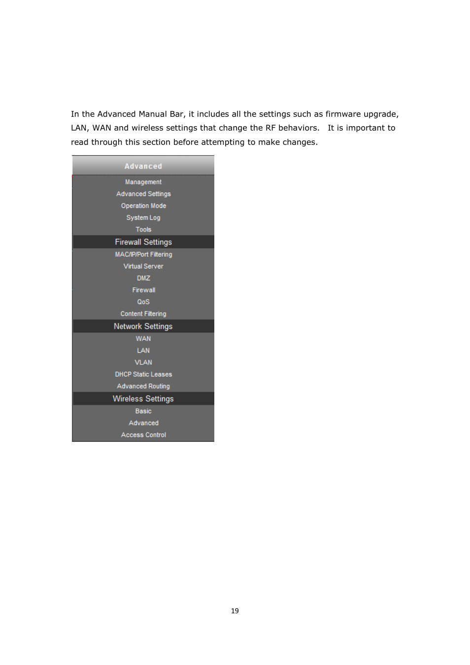 Dvanced, Etup | ALFA NETWORK Bridge5-24 User Manual | Page 19 / 45