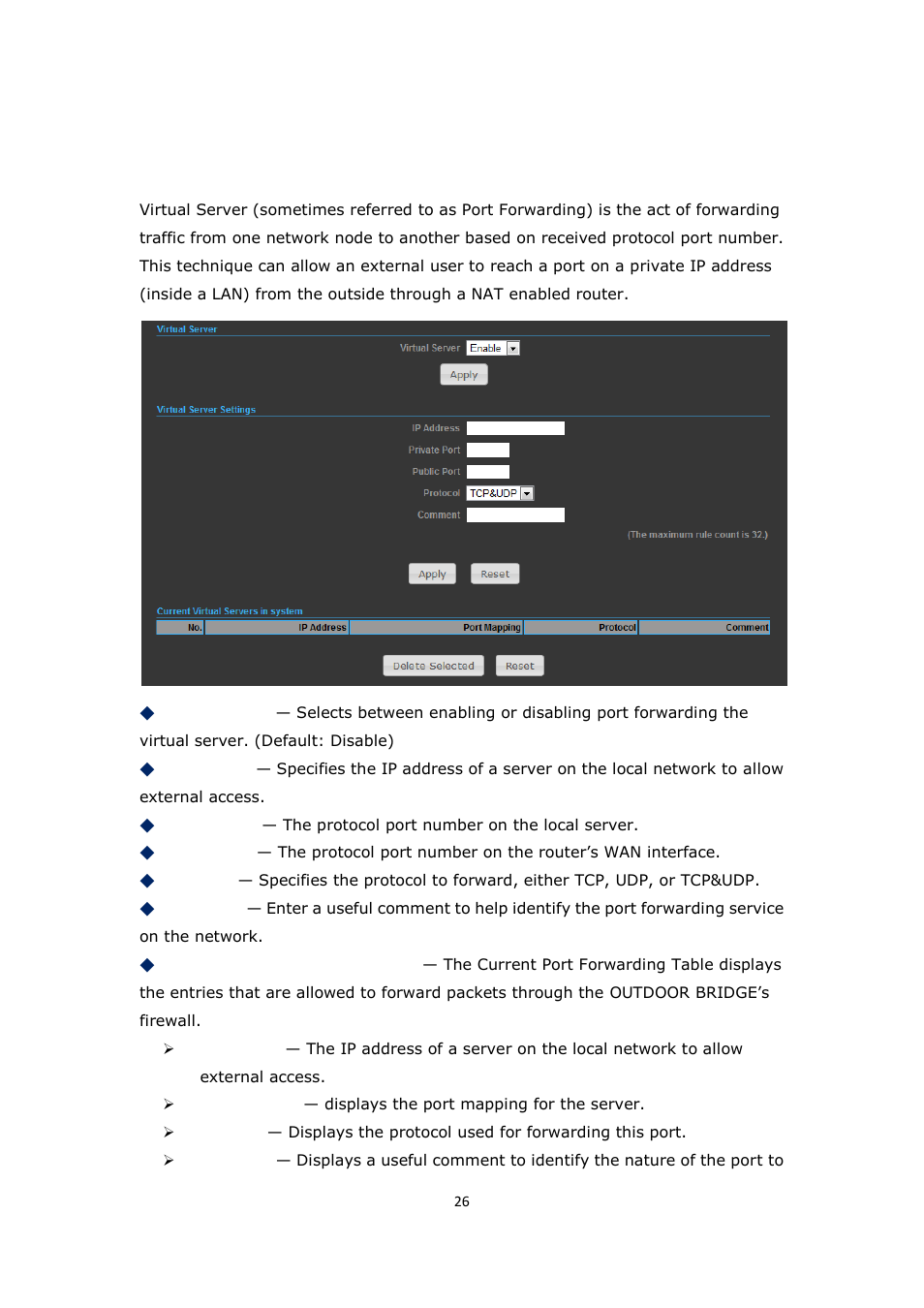 Irtual, Erver, Ettings | ALFA NETWORK Bridge5-24 User Manual | Page 26 / 45