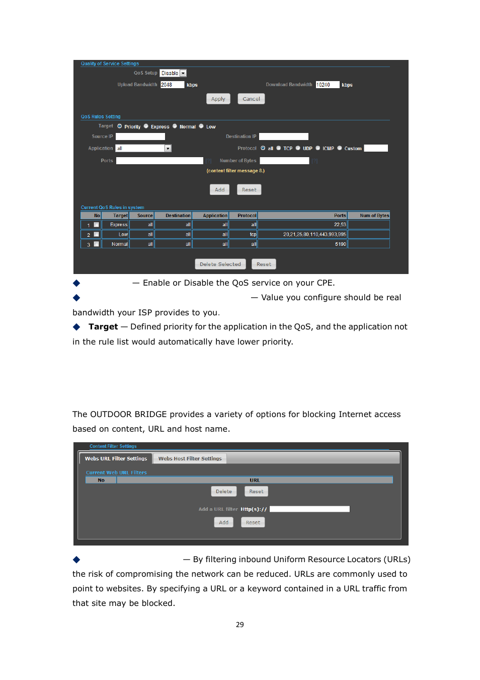 Ontent, Iltering | ALFA NETWORK Bridge5-24 User Manual | Page 29 / 45