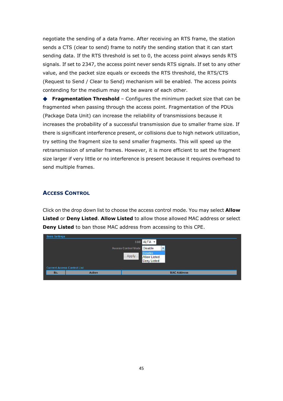 Ccess, Ontrol | ALFA NETWORK Bridge5-24 User Manual | Page 45 / 45