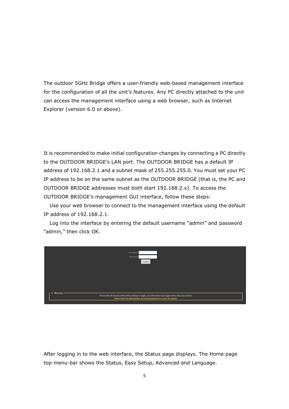 Nitial, Onfiguration, Tatus | ALFA NETWORK Bridge5-24 User Manual | Page 5 / 45