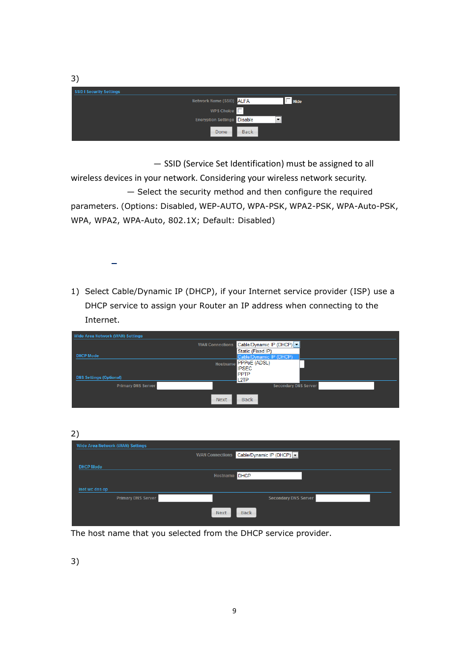 Ettings, Able, Ynamic | Dhcp) | ALFA NETWORK Bridge5-24 User Manual | Page 9 / 45