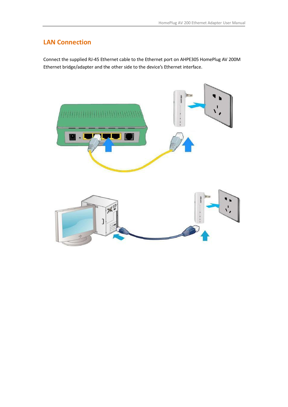 Lan connection | ALFA NETWORK AHPE305 User Manual | Page 10 / 39
