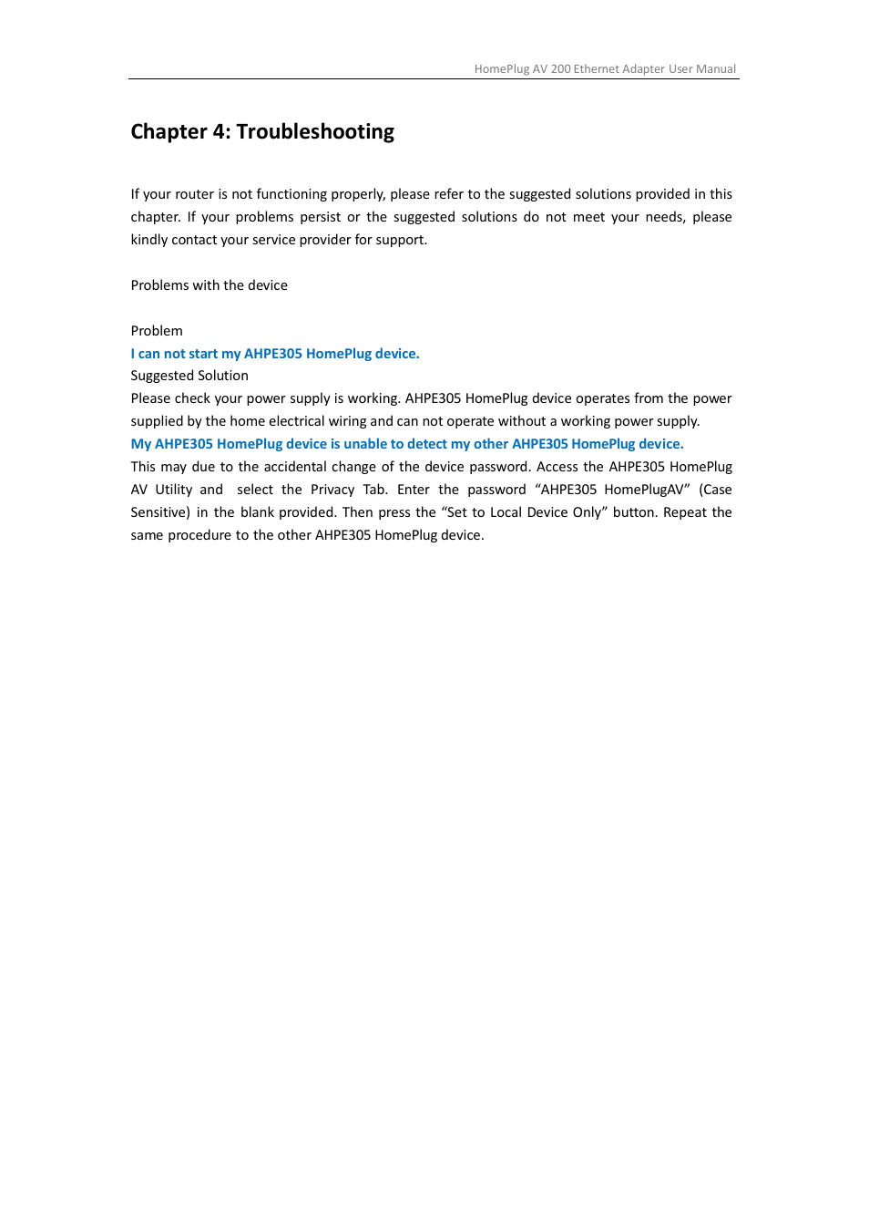 Chapter 4: troubleshooting | ALFA NETWORK AHPE305 User Manual | Page 39 / 39