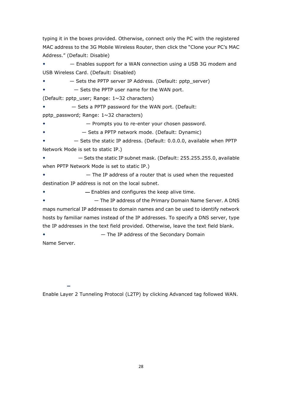 Establishing l2tp, L2tp | ALFA NETWORK R36 User Manual | Page 28 / 57