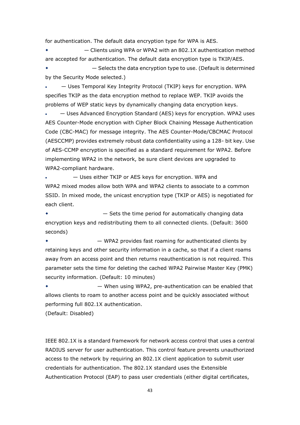 Ieee 802.1x, Radius | ALFA NETWORK R36 User Manual | Page 43 / 57