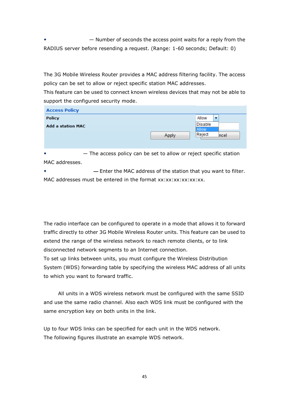 Wireless distribution system (wds), Wds) | ALFA NETWORK R36 User Manual | Page 45 / 57