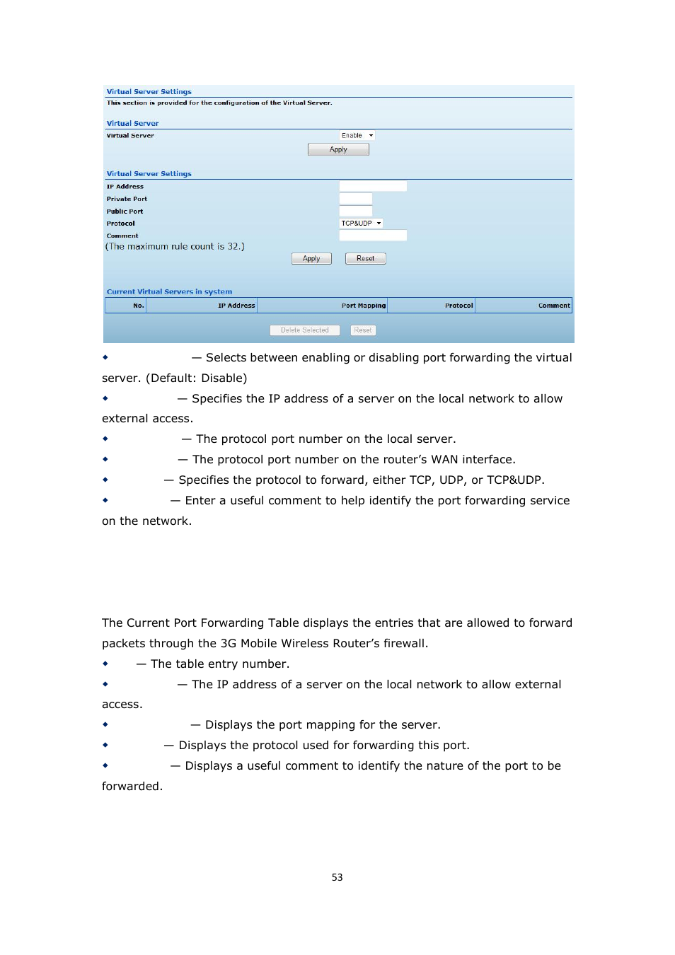Current virtual servers in system | ALFA NETWORK R36 User Manual | Page 53 / 57