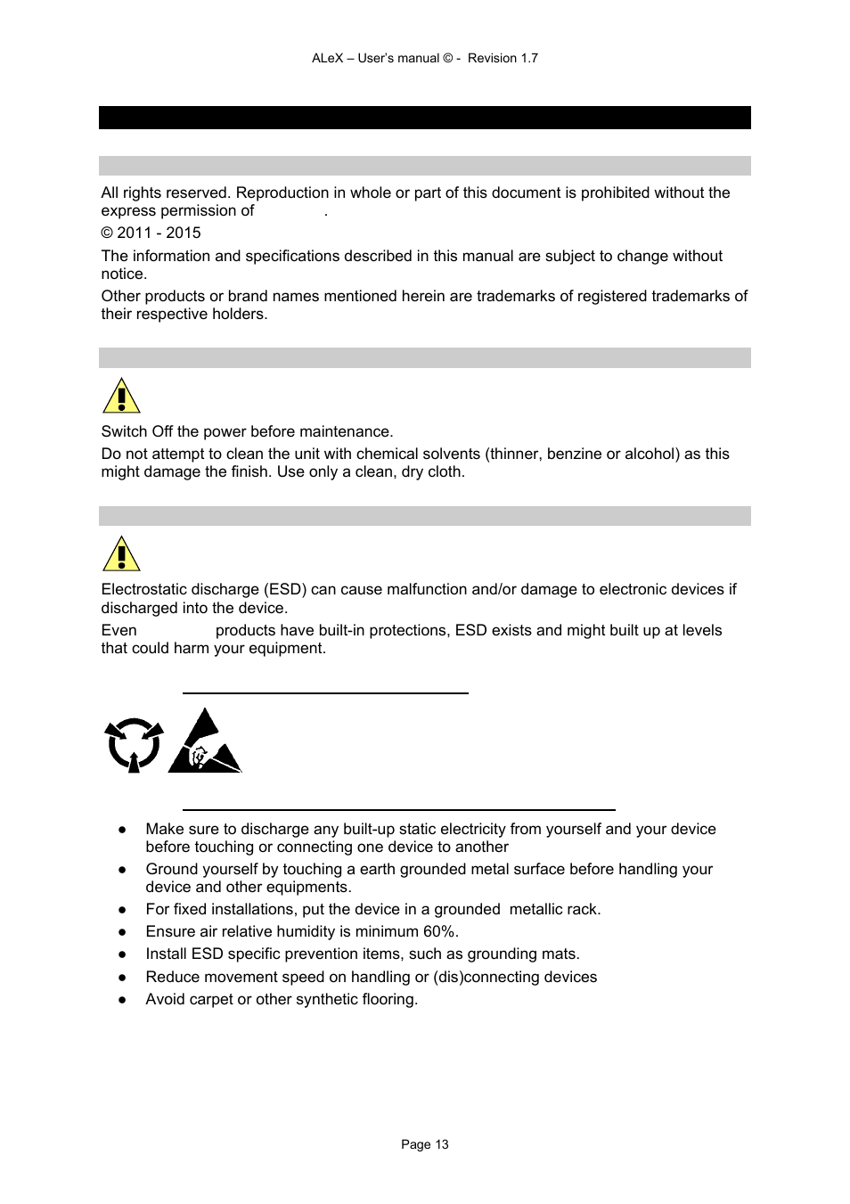 7 miscelleanous | Alyseum ALeX User Manual | Page 13 / 16