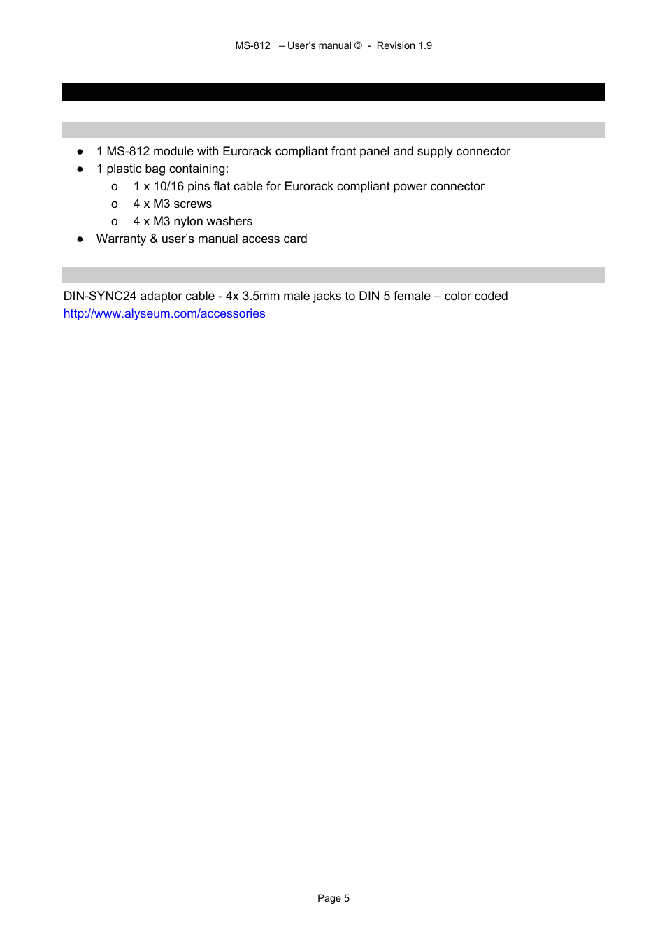 4 hardware | Alyseum MS-812 User Manual | Page 5 / 20