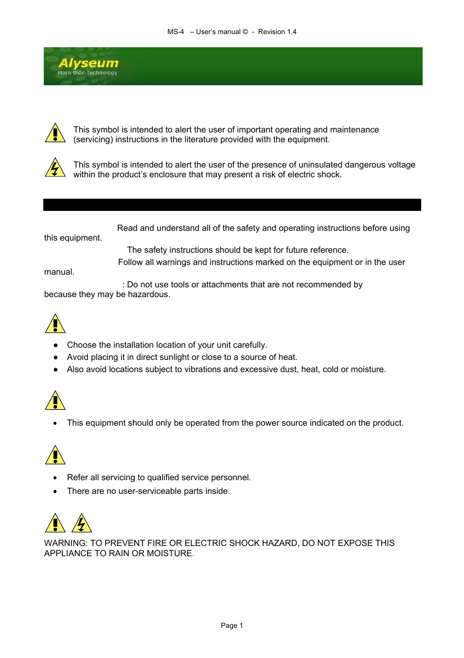 Alyseum MS-4 User Manual | 18 pages