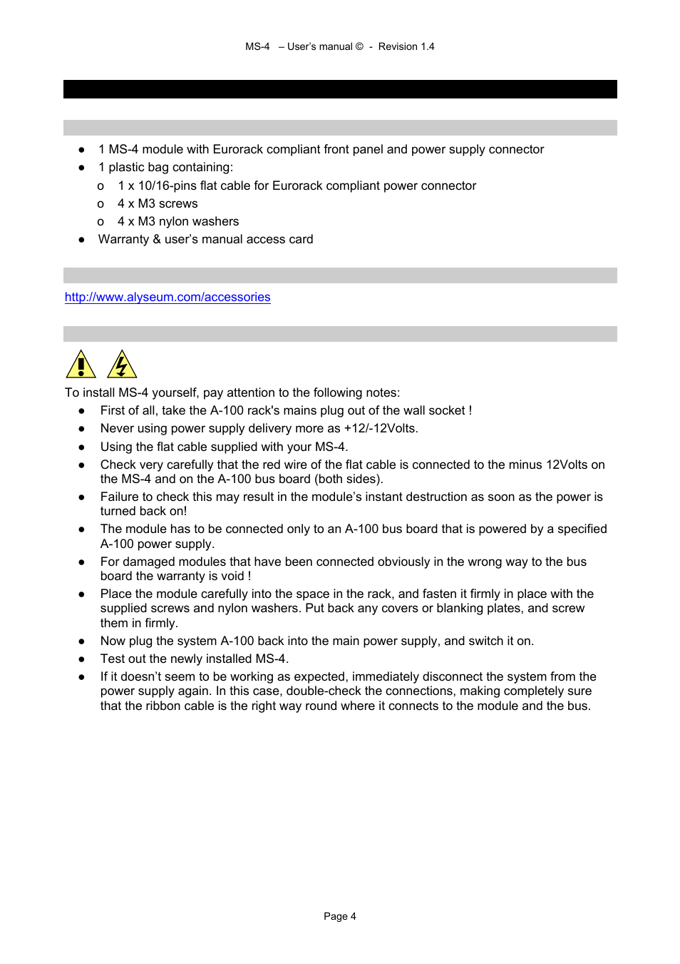 4 hardware | Alyseum MS-4 User Manual | Page 4 / 18