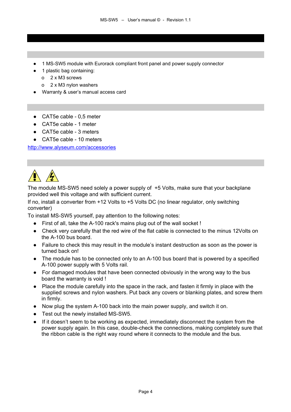 4 hardware | Alyseum MS-SW5 User Manual | Page 4 / 7