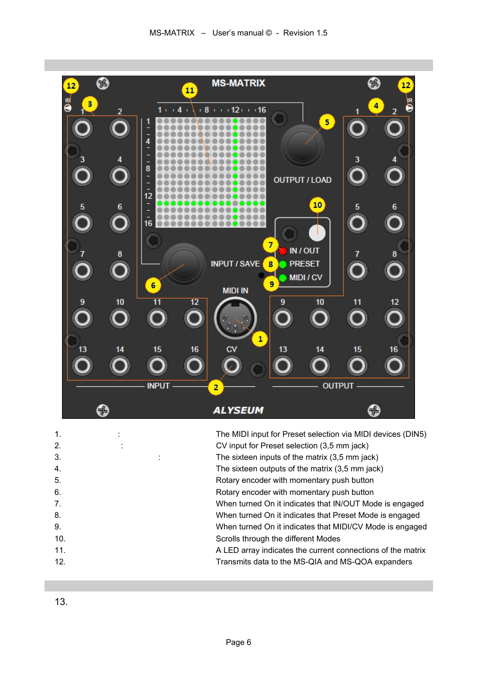 Alyseum MS-MATRIX User Manual | Page 6 / 15