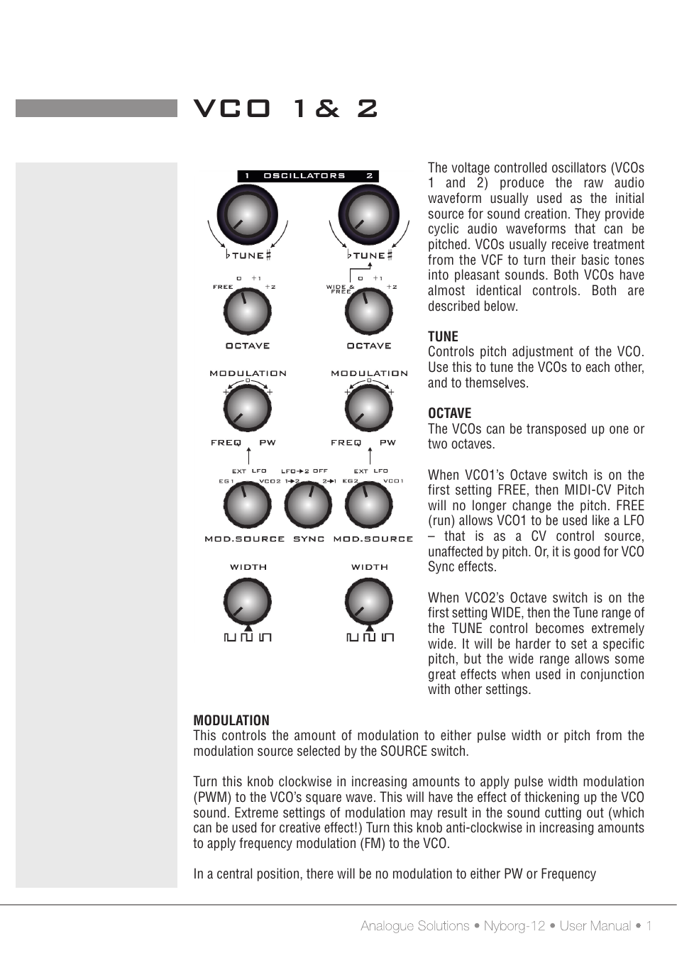 Vco 1& 2 | Analogue Solutions Nyborg User Manual | Page 11 / 30