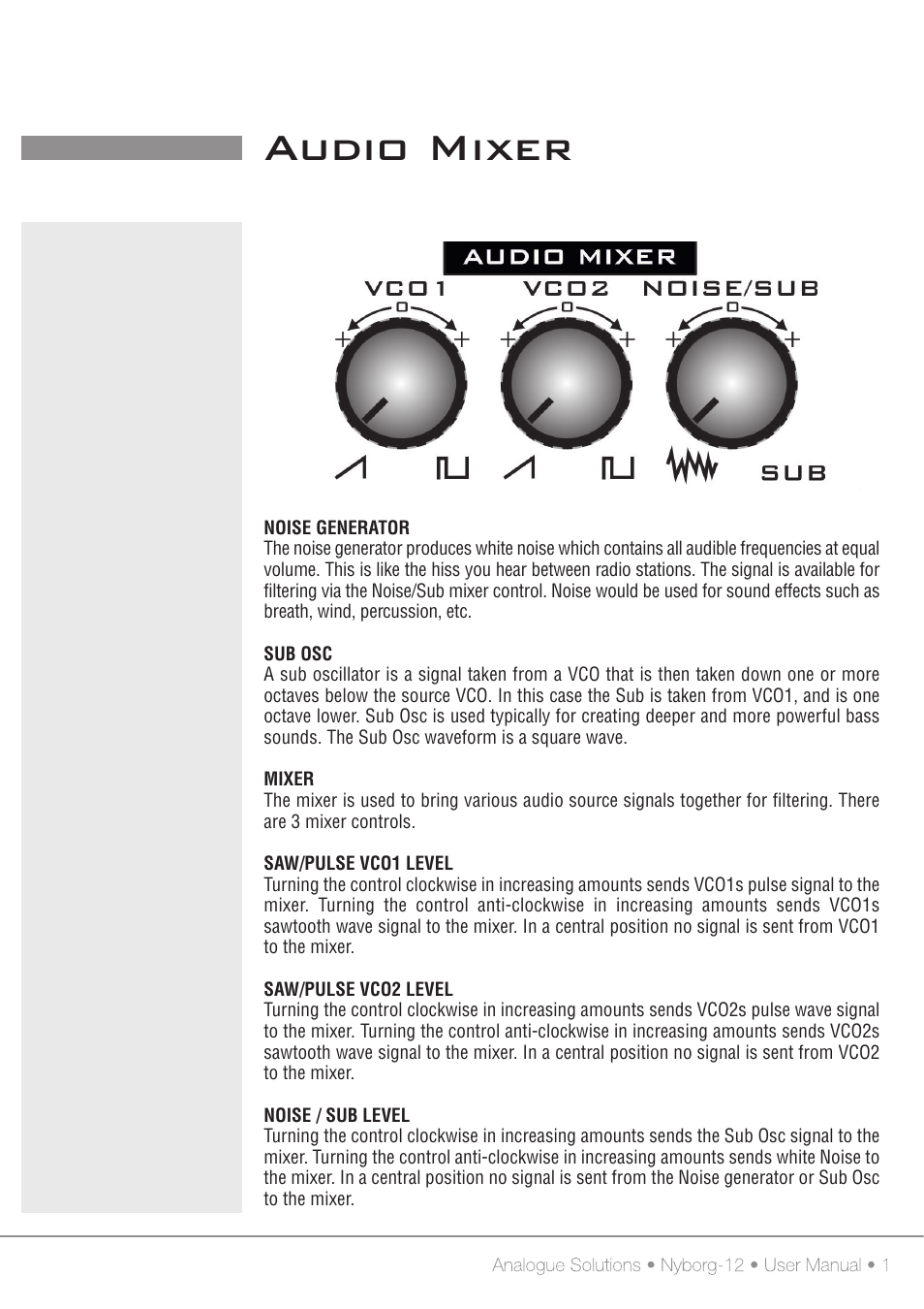 Audio mixer | Analogue Solutions Nyborg User Manual | Page 13 / 30