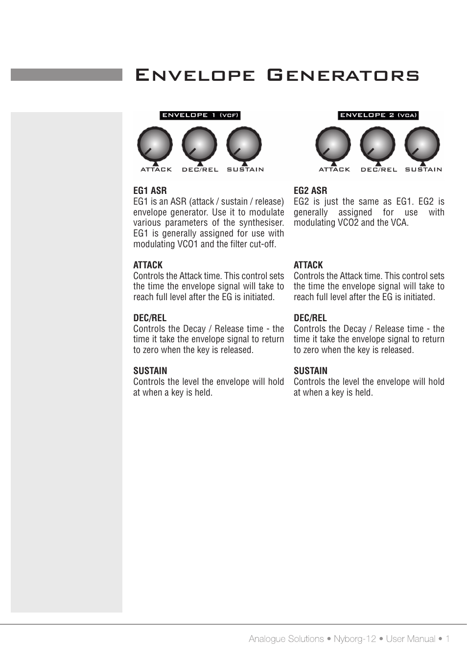 Envelope generators | Analogue Solutions Nyborg User Manual | Page 16 / 30