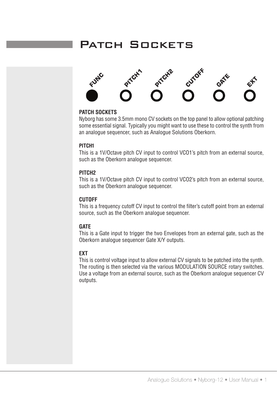 Patch sockets | Analogue Solutions Nyborg User Manual | Page 19 / 30