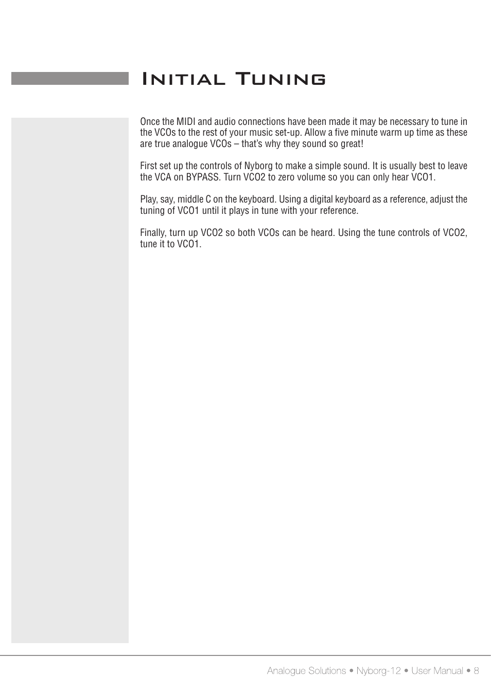 Initial tuning | Analogue Solutions Nyborg User Manual | Page 9 / 30