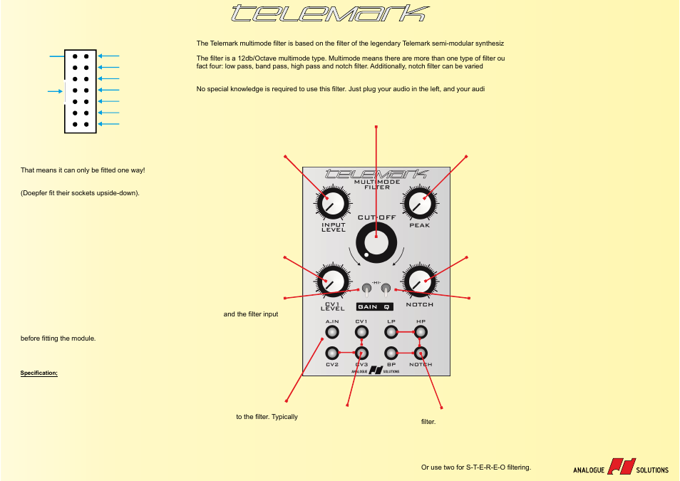 Analogue Solutions Telemark Filter User Manual | 1 page