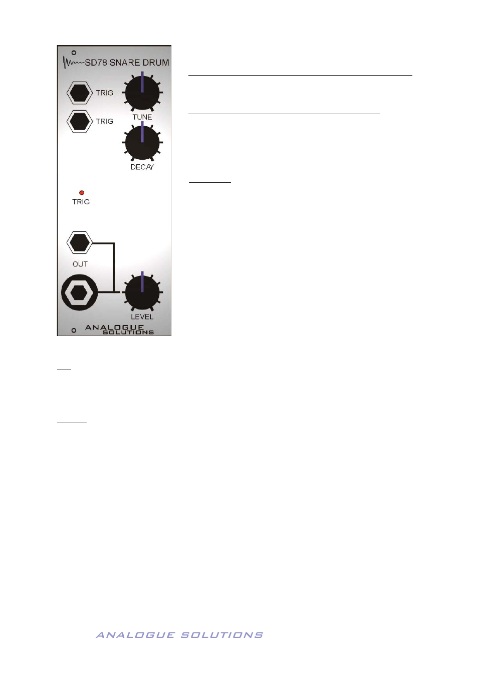 Analogue solutions, Sd78 snare drum module | Analogue Solutions Concussor User Manual | Page 13 / 64