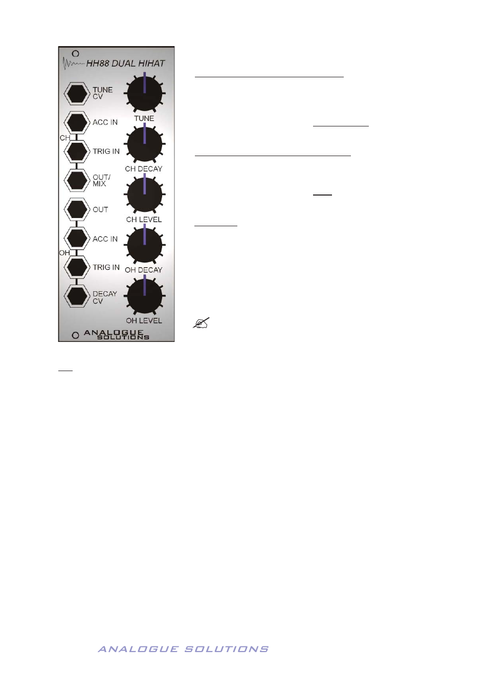 Analogue solutions, Hh88 dual hihat drum module | Analogue Solutions Concussor User Manual | Page 16 / 64