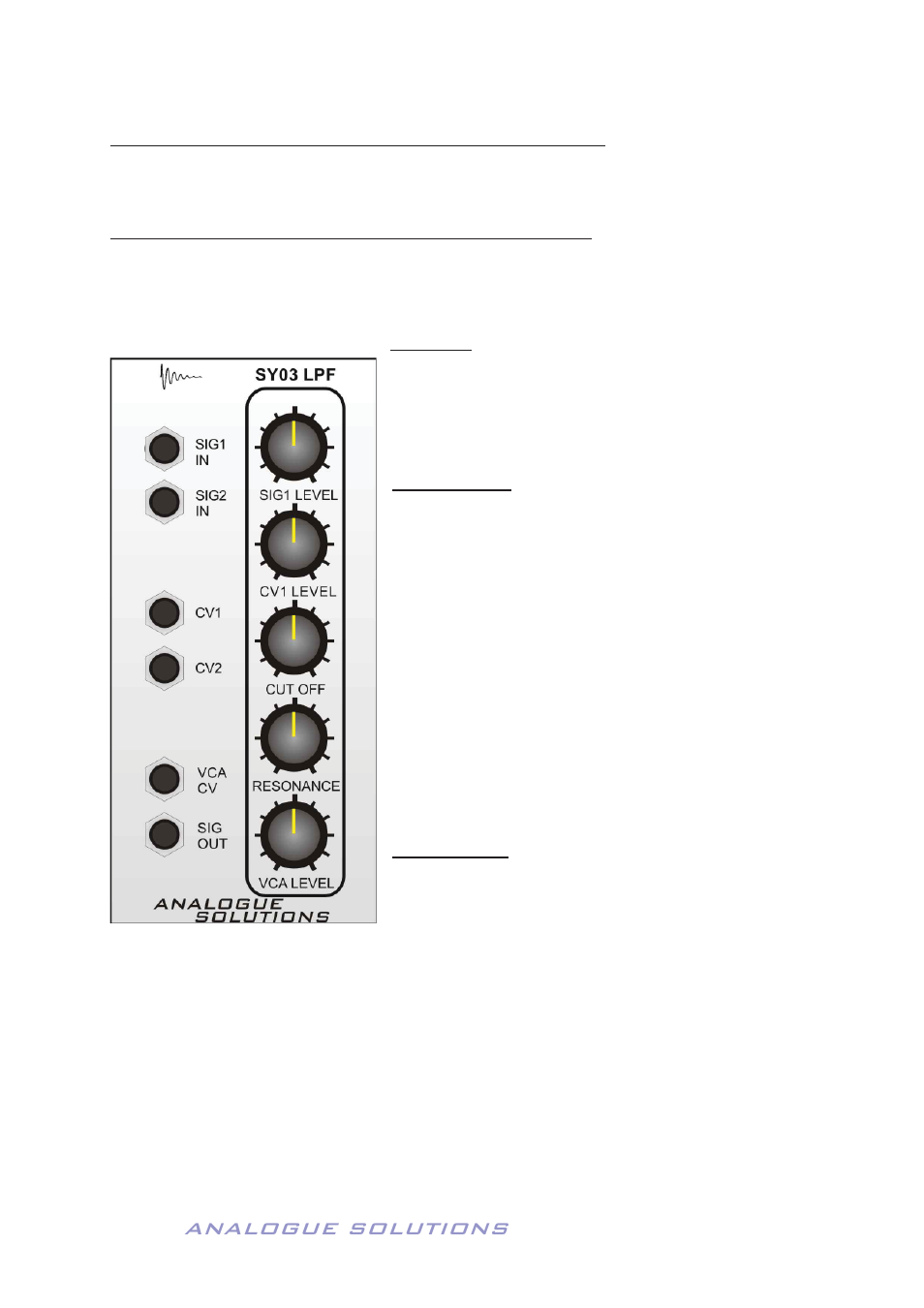 Analogue solutions, Sy03 - vc lpf / vca | Analogue Solutions Concussor User Manual | Page 35 / 64