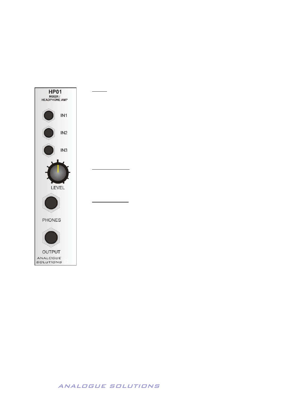 Analogue solutions, Hp01 3 input mixer / headphone pre-amp, Concussor | Analogue Solutions Concussor User Manual | Page 59 / 64