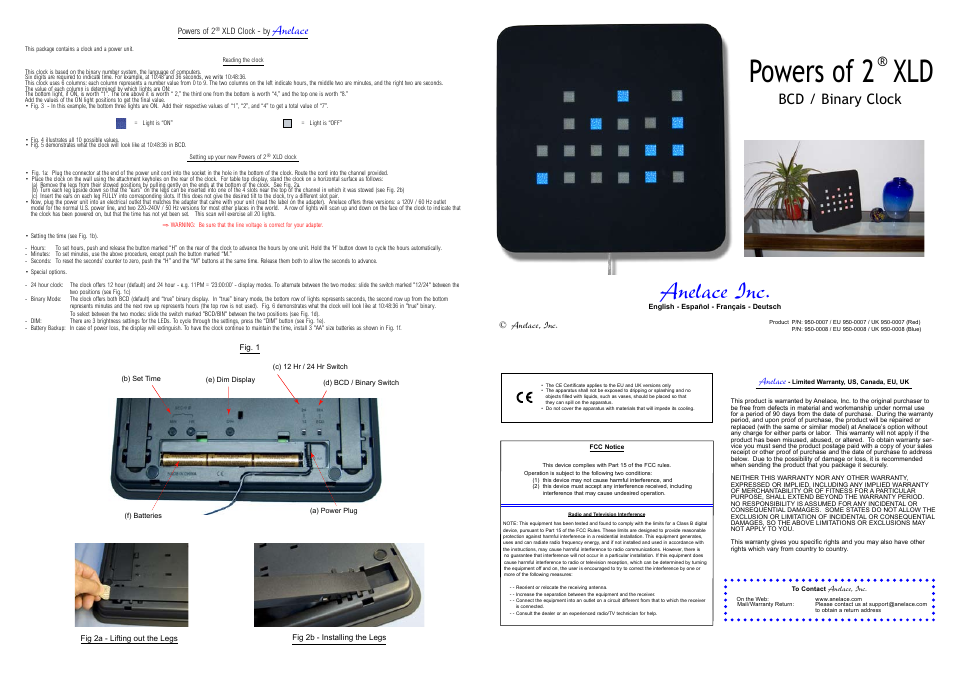 Anelace XLD Powers of 2 User Manual | 2 pages