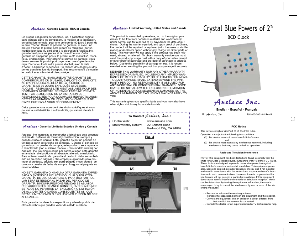 Anelace Crystal Blue (no "DIM switch version)" User Manual | 2 pages
