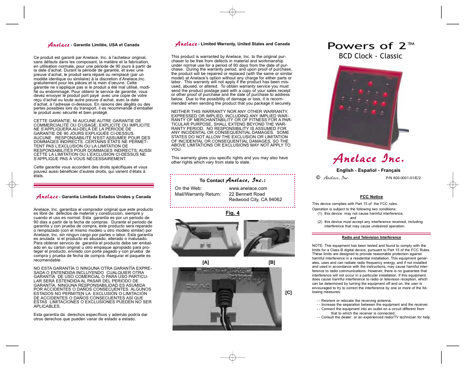 Anelace Classic Red (no "DIM switch version)" User Manual | 2 pages