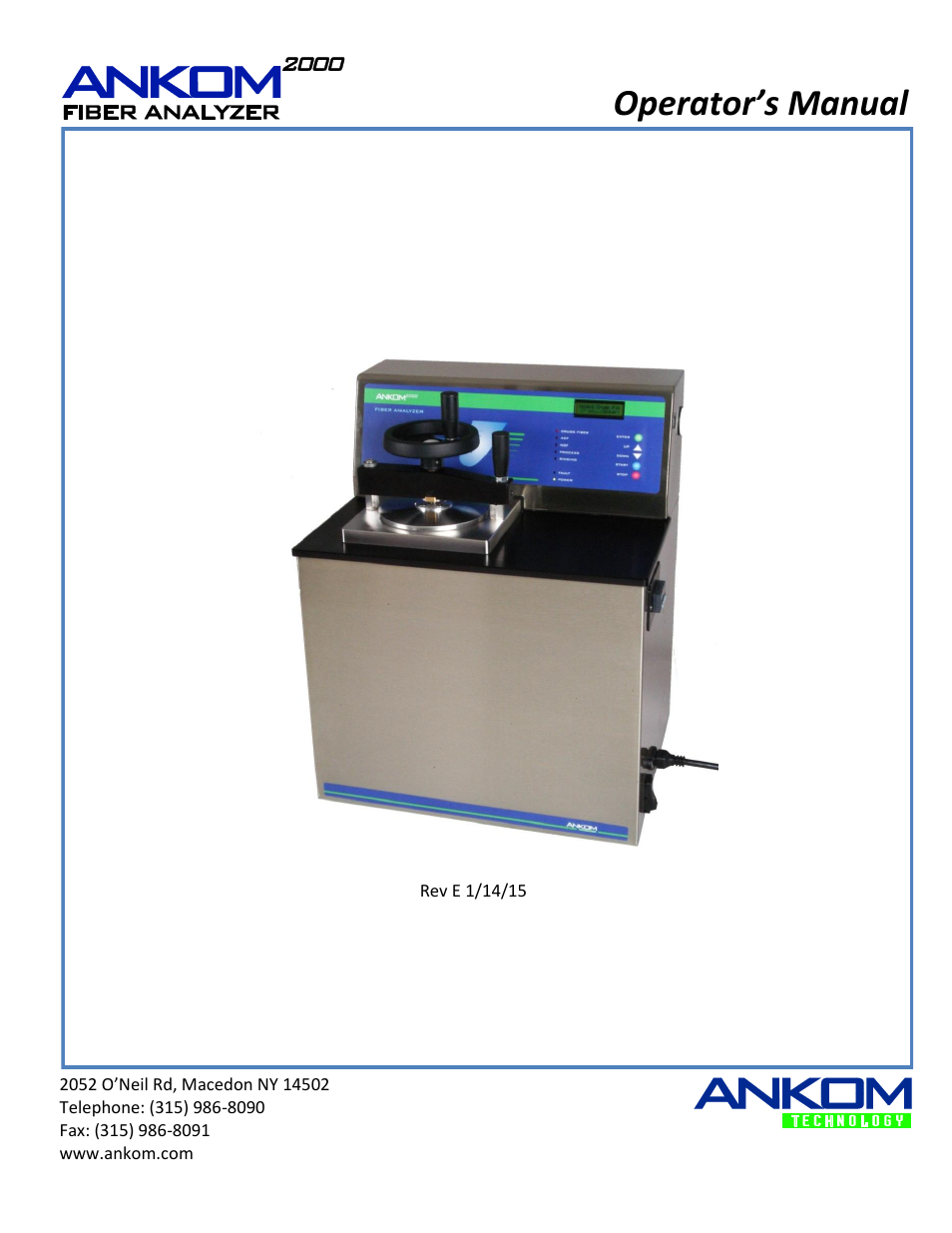 ANKOM 2000 Series User Manual | 52 pages