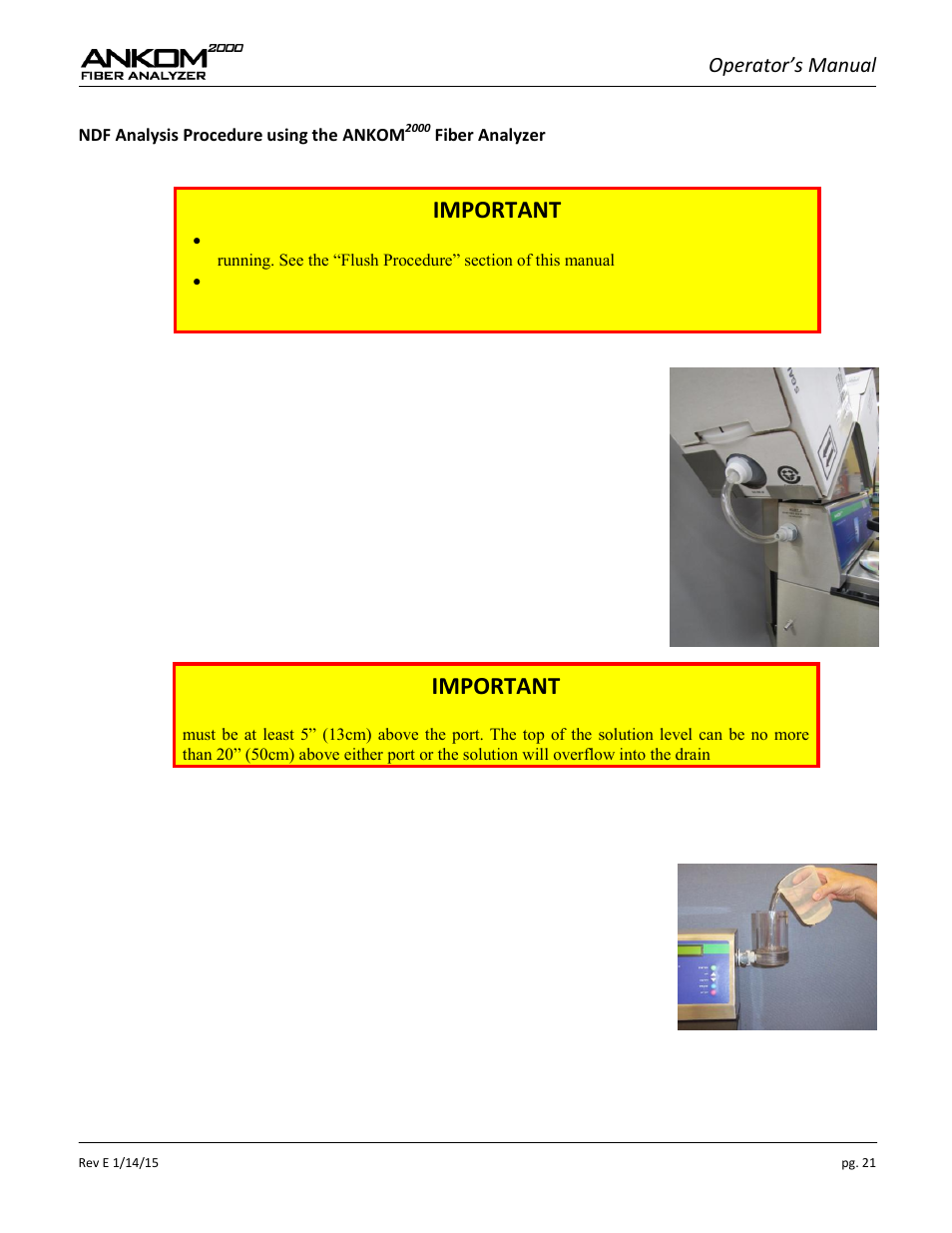 Important, Operator’s manual | ANKOM 2000 Series User Manual | Page 21 / 52