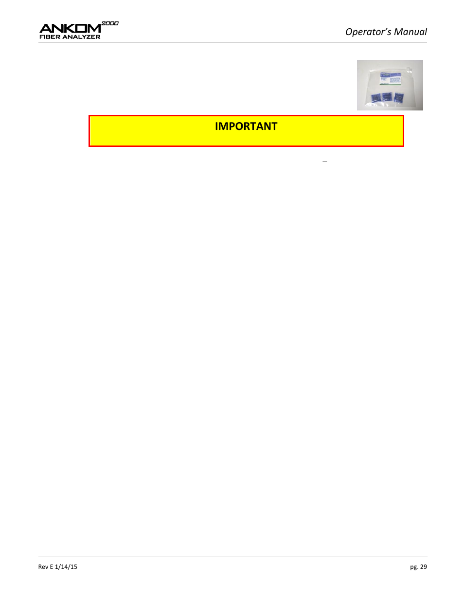 Important, Operator’s manual | ANKOM 2000 Series User Manual | Page 29 / 52
